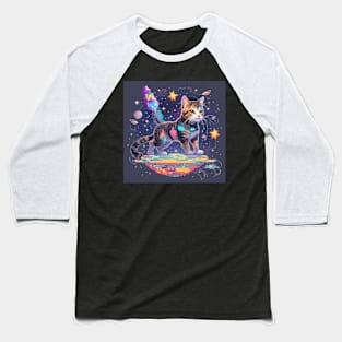 Pixel Cat in Space Baseball T-Shirt